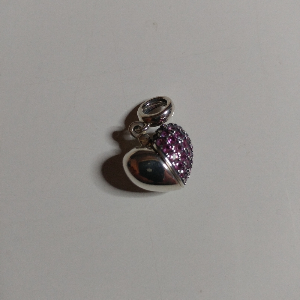 Sparkly & Sterling Silver Heart Charm.